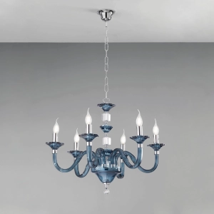 Lampe à suspension GALA en verre fait main avec détails en métal 6 LUMIÈRES OCTANIUM D72 cm