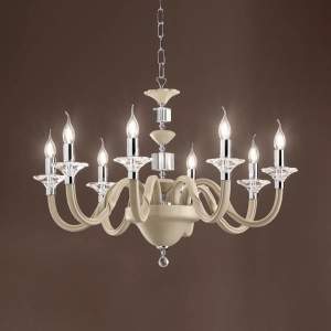 Lampe à suspension GALA en verre fait main avec 8 LUMIÈRES détails en métal TORTORA D82 cm