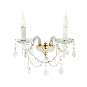 Applique OPERA 37 cm a 2 luci in vetro lavorato a mano Oro