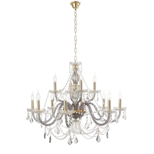 Lámpara de suspensión OPERA en vidrio hecho a mano 12 LUCES AHUMADAS 100 cm