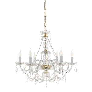 Lámpara colgante OPERA en vidrio hecho a mano 6 LUCES ORO