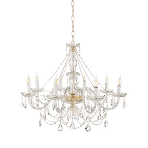 Lámpara colgante OPERA en vidrio hecho a mano 8 LUCES ORO D84 cm