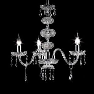 Araña suspendida DALLAS en cristal D65 con acabados cromados con 3 luces