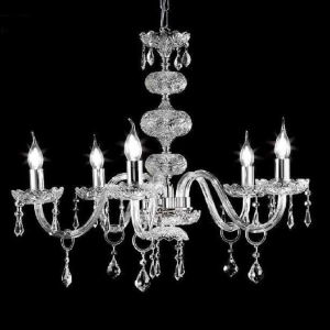 Lámpara de araña suspendida DALLAS D75 cm de cristal con acabados cromados, 5 luces