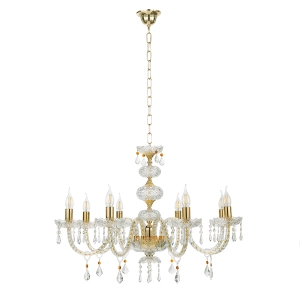 Lámpara de araña suspendida DALLAS D87 cm de cristal con acabados dorados con 8 luces