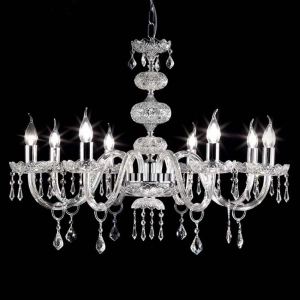 Lámpara de araña suspendida DALLAS D87 cm de cristal con acabados cromados, 8 luces