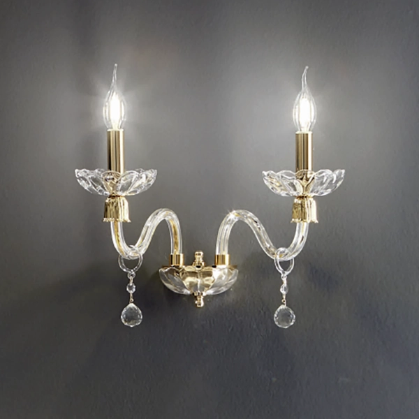 Aplique ROXANNE de vidrio soplado 30x20 cm 2 luces doradas