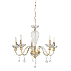 Lámpara de suspensión ROXANNE en vidrio soplado hecho a mano 5 LUCES D72 cm