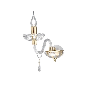 Wall lamp 12 cm 1 light E14 - crystal and glass BRIGIDA Gold