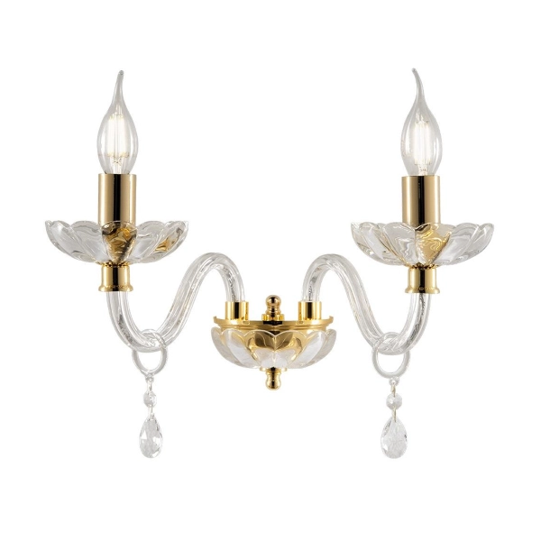 Aplique 35 cm 2 luces E14 - cristal y vidrio BRIGIDA