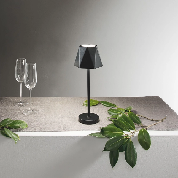 Lámpara de sobremesa LED inalámbrica táctil USB recargable 12x38 cm FIJI Negro