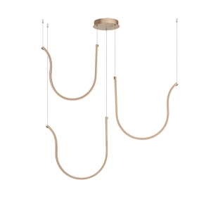 ARQUA 3 Light suspension lamp in GOLD painted metal 106 cm