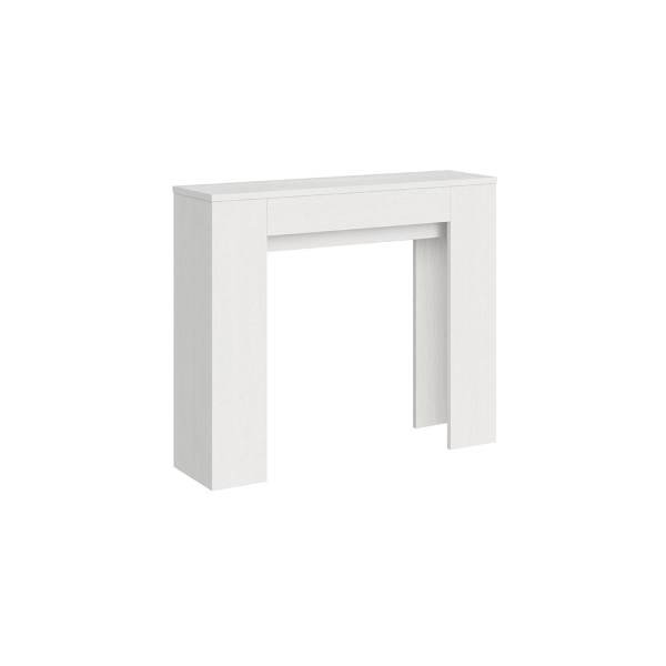 Console extensible SLICK Slim avec 8 places assises en mélamine frêne blanc