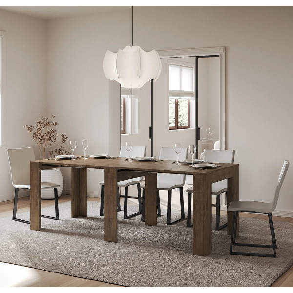 Console extensible fine 8 places en placage noyer - SLICK