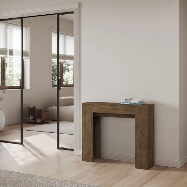 Console extensible fine 8 places en placage noyer - SLICK