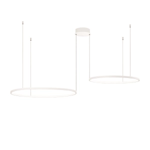 Suspension LED 2 lumières SOEL en métal peint BLANC 160 cm