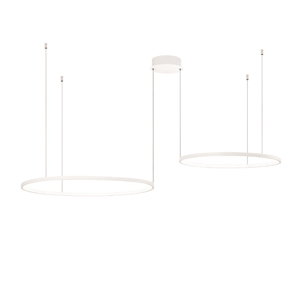 Lámpara colgante LED 2 luces SOEL de metal pintado BLANCO 160 cm