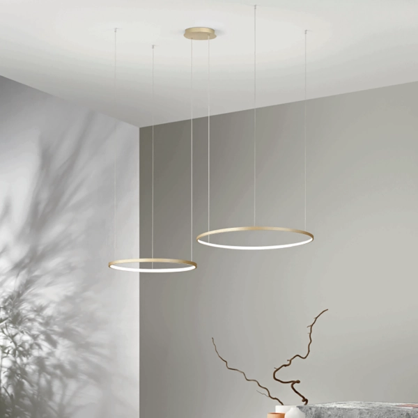 Lampada a sospensione a Led 160 cm SOEL 2 Luci in metallo verniciato ORO