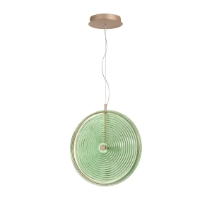 JOKEY pendant lamp in metal and decorated glass GREEN Large 45 cm