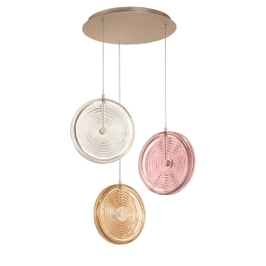 Lampe à suspension JOKEY 3 Lumières en métal et verre décoré MULTICOLORE 60 cm