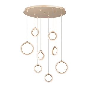Pendant lamp in painted metal with 8 GOLD LED lights PINTA 60 cm
