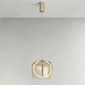 Suspension en métal doré et verre ambré 1 lumière PINTA D23 cm