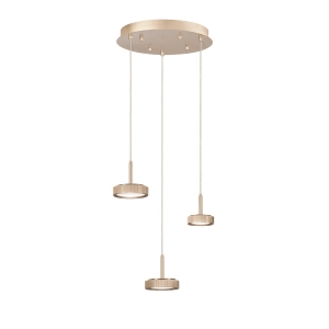 Suspension NINA en métal peint doré avec 3 lumières LED 45 cm