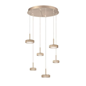Suspension NINA en métal peint doré avec 6 lumières LED 45 cm