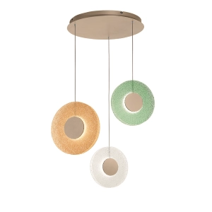 CANDY 3 Light suspension lamp in metal and MULTICOLOR grit glass 45 cm