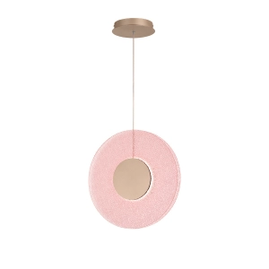 CANDY pendant lamp in gold metal and pink grit glass 45 cm