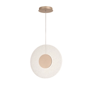 Suspension CANDY en métal doré et verre grainé transparent 45 cm