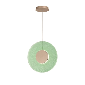 Suspension CANDY en métal doré et verre grain vert 45 cm