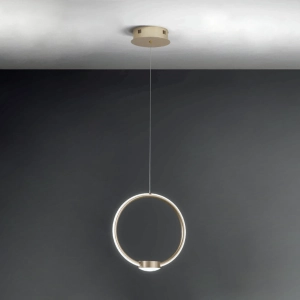 Suspension LED OMEGA en petit métal peint doré D32 cm