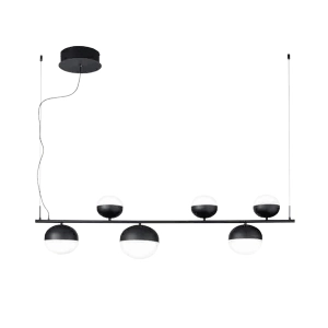 Lampe à suspension LED MALI en métal peint noir et verre façonné 125 cm