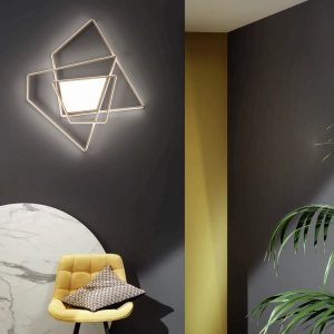 Lámpara de techo LED GALAXY de metal dorado y difusor acrílico 84x77 cm