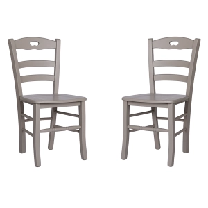 Küchenstuhl mit Holzsitz LOIRE Lackiert Taubengrau SET 2-TLG