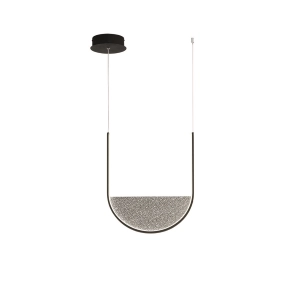 Lampe à suspension LOTUS avec insert amovible en verre granulé FUMÉ 53 cm