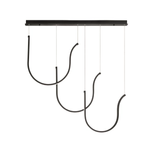 Lampe à suspension ARQUA 3 Lumières à base rectangulaire en métal NOIR 110 cm