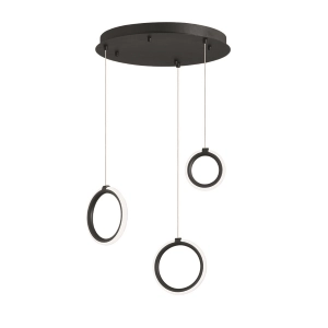 Lampe à suspension en métal peint avec 3 lumières LED NOIRES PINTA 35 cm