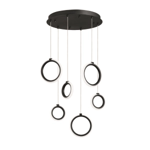 Lampe à suspension en métal peint avec 6 lumières LED NOIRES PINTA 45 cm