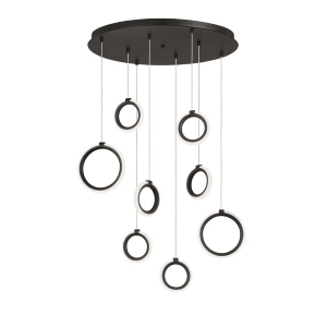 Lampe à suspension en métal peint avec 8 lumières LED NOIRES PINTA 60 cm