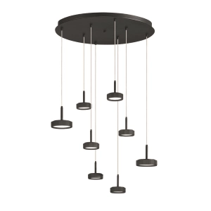 NINA pendant lamp in black painted metal with 8 LED lights 60 cm