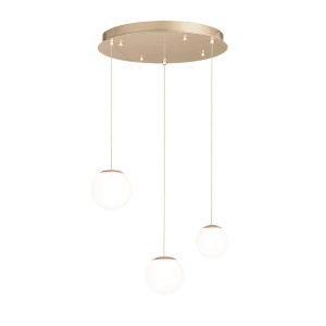 SANTOS Suspension en métal peint doré avec 3 lumières LED 35 cm