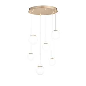 SANTOS Gold painted metal pendant lamp with 6 LED lights 45 cm