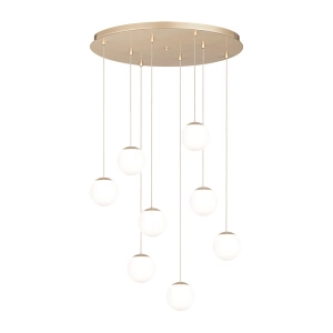 SANTOS Suspension en métal peint doré avec 8 lumières LED 60 cm