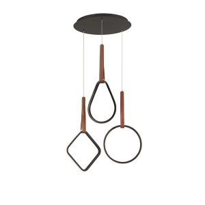 Lampe à suspension LED REGOLI en métal avec 3 éléments en éco-cuir MIX 49 cm