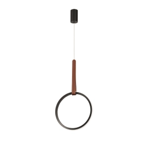 Lampe à suspension LED REGOLI en métal avec élément en éco-cuir CIRCLE D30 cm