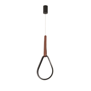 Lampe à suspension LED REGOLI en métal avec élément en éco-cuir DROP D22 cm