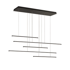 Suspension LED en métal peint noir - GENIUS 5 lumières 125 cm