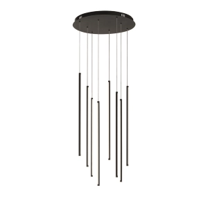 Suspension LED verticale en métal peint noir - GENIUS 8 lumières 48 cm